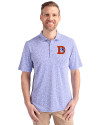 Denver Broncos Historic Cutter & Buck Virtue Eco Pique Botanical Print Recycled Mens Polo Chelan Blue Front Thumbnail Image