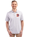 Denver Broncos Historic Cutter & Buck Virtue Eco Pique Botanical Print Recycled Mens Polo Polished Medium Gray Front Thumbnail Image