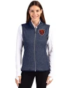 Chicago Bears Historic Cutter & Buck Mainsail Sweater Knit Womens Full Zip Vest Liberty Navy Heather Front Thumbnail Image