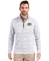 Green Bay Packers Cutter & Buck Traverse Stretch Eco Camo Print Quarter Zip Mens Big and Tall Pullover Charcoal Front Thumbnail Image