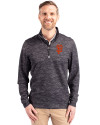 San Francisco Giants Cutter & Buck Traverse Stretch Eco Camo Print Quarter Zip Mens Big and Tall Pullover Black Front Thumbnail Image