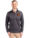 Baltimore Orioles Cutter & Buck Traverse Stretch Eco Camo Print Quarter Zip Mens Big and Tall Pullover Black Front Thumbnail Image