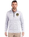 Milwaukee Brewers Cutter & Buck Traverse Stretch Eco Camo Print Quarter Zip Mens Big and Tall Pullover Charcoal Front Thumbnail Image