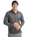 Detroit Lions Historic Cutter & Buck Advantage Eco Tri-Blend Pique Mens Long Sleeve Polo Elemental Grey Front Thumbnail Image