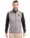 Green Bay Packers Historic Cutter & Buck Mainsail Sweater-Knit Mens Full Zip Vest Polished Heather Front Thumbnail Image