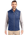 Indianapolis Colts Historic Cutter & Buck Mainsail Sweater-Knit Mens Full Zip Vest Tour Blue Heather Front Thumbnail Image