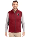 Atlanta Falcons Historic Cutter & Buck Mainsail Sweater-Knit Mens Full Zip Vest Cardinal Red Heather Front Thumbnail Image