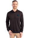 Carolina Panthers Cutter & Buck Virtue Eco Pique Recycled Quarter Zip Mens Big & Tall Pullover Black Front Thumbnail Image
