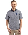 Detroit Tigers Cutter & Buck Virtue Eco Pique Micro Stripe Recycled Mens Big & Tall Polo Navy Blue/White Front Thumbnail Image