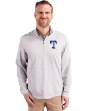 Texas Rangers Cutter & Buck Virtue Eco Pique Micro Stripe Recycled Mens Big & Tall Quarter Zip Polished/White Front Thumbnail Image