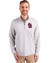 St. Louis Cardinals- Cutter & Buck Virtue Eco Pique Micro Stripe Recycled Mens Big & Tall Quarter Zip Polished/White Front Thumbnail Image