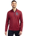 St. Louis Cardinals- Cutter & Buck Virtue Eco Pique Micro Stripe Recycled Mens Big & Tall Quarter Zip Red/Navy Blue Front Thumbnail Image