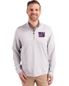 New York Giants Cutter & Buck Virtue Eco Pique Micro Stripe Recycled Mens Big & Tall Quarter Zip Polished/White Front Thumbnail Image
