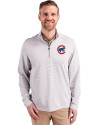 Chicago Cubs Cutter & Buck Virtue Eco Pique Micro Stripe Recycled Mens Big & Tall Quarter Zip Polished/White Front Thumbnail Image