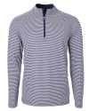 Los Angeles Chargers Cutter & Buck Virtue Eco Pique Micro Stripe Recycled Mens Quarter Zip Navy Blue/White Mannequin Thumbnail Image