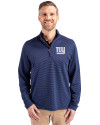 New York Giants Cutter & Buck Virtue Eco Pique Micro Stripe Recycled Mens Quarter Zip Tour Blue/Black Front Thumbnail Image