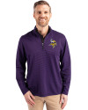 Minnesota Vikings Cutter & Buck Virtue Eco Pique Micro Stripe Recycled Mens Quarter Zip College Purple/Black Front Thumbnail Image
