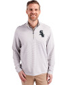 Chicago White Sox Cutter & Buck Virtue Eco Pique Micro Stripe Recycled Mens Quarter Zip Polished/White Front Thumbnail Image