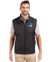 Detroit Lions Historic Cutter & Buck Stealth Recycled Hybrid Quilted Mens Windbreaker Vest Black Front Thumbnail Image