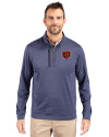 Chicago Bears Historic Cutter & Buck Stealth Heathered Quarter Zip Mens Pullover Liberty Navy Front Thumbnail Image