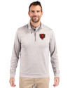 Chicago Bears Historic Cutter & Buck Stealth Heathered Quarter Zip Mens Pullover Polished Medium Gray Front Thumbnail Image