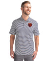 Chicago Bears Historic Cutter & Buck Virtue Eco Pique Stripe Recycled Mens Polo Navy Blue Front Thumbnail Image