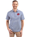 Buffalo Bills Historic Cutter & Buck Virtue Eco Pique Stripe Recycled Mens Polo Tour Blue Front Thumbnail Image