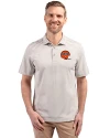 Cincinnati Bengals Historic Cutter & Buck Virtue Eco Pique Stripe Recycled Mens Polo Polished Medium Gray Front Thumbnail Image