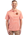 Cincinnati Bengals Historic Cutter & Buck Virtue Recycled Stripe Featherlight Pique Mens Polo College Orange Front Thumbnail Image