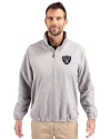 Las Vegas Raiders Cutter & Buck Charter Eco Recycled Mens Full-Zip Jacket Polished Medium Gray Front Thumbnail Image