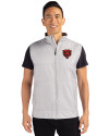 Chicago Bears Historic Cutter & Buck Stealth Hybrid Quilted Mens Big and Tall Windbreaker Vest Polished Medium Gray Front Thumbnail Image