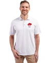 Buffalo Bills Historic Cutter & Buck Virtue Recycled Tile Print Featherlight Pique Mens  Polo White Front Thumbnail Image