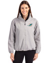 Miami Dolphins Cutter & Buck Charter Eco Recycled Womens Full-Zip Jacket Polished Medium Gray Front Thumbnail Image