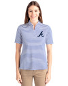 Atlanta Braves Cutter & Buck Virtue Eco Pique Stripe Recycled Womens Top Tour Blue Front Thumbnail Image