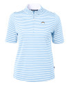 Los Angeles Chargers Cutter & Buck Virtue Eco Pique Stripe Recycled Womens Top Atlas Light Blue Mannequin Thumbnail Image
