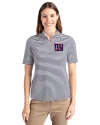 New York Giants Cutter & Buck Virtue Eco Pique Stripe Recycled Womens Top Navy Blue Front Thumbnail Image