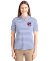 Chicago Cubs Cutter & Buck Virtue Eco Pique Stripe Recycled Womens Top Tour Blue Front Thumbnail Image