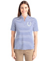 Indianapolis Colts Cutter & Buck Virtue Eco Pique Stripe Recycled Womens Top Tour Blue Front Thumbnail Image