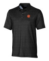 Cincinnati Bengals Historic Cutter & Buck Pike Micro Floral Print Stretch Mens Polo Black Mannequin Thumbnail Image