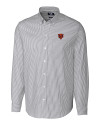 Chicago Bears Historic Cutter & Buck Stretch Oxford Stripe Mens Long Sleeve Dress Shirt Charcoal Mannequin Thumbnail Image