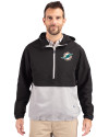 Miami Dolphins Cutter & Buck Charter Eco Recycled Mens Anorak Jacket Black/Polished Front Thumbnail Image