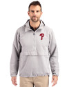 Philadelphia Phillies Cutter & Buck Charter Eco Recycled Mens Anorak Jacket Polished Medium Gray Front Thumbnail Image