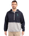 Seattle Mariners Cutter & Buck Charter Eco Recycled Mens Anorak Jacket Navy Blue/Polished Front Thumbnail Image