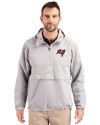 Tampa Bay Buccaneers Cutter & Buck Charter Eco Recycled Mens Anorak Jacket Polished Medium Gray Front Thumbnail Image