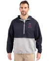 Los Angeles Angels Cutter & Buck Charter Eco Recycled Mens Anorak Jacket Navy Blue/Polished Front Thumbnail Image