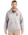 San Francisco Giants Cutter & Buck Charter Eco Recycled Mens Anorak Jacket Polished Medium Gray Front Thumbnail Image