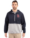 View image 4: St. Louis Cardinals- Cutter & Buck Charter Recycled Packable Mens Half Zip Anorak Jacket Navy Blue/Polished Front