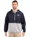 Toronto Blue Jays Cutter & Buck Charter Eco Recycled Mens Anorak Jacket Navy Blue/Polished Front Thumbnail Image
