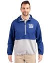 New York Giants Cutter & Buck Charter Eco Recycled Mens Anorak Jacket Tour Blue/Polished Front Thumbnail Image