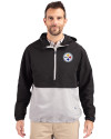 Pittsburgh Steelers Cutter & Buck Charter Eco Recycled Mens Anorak Jacket Black/Polished Front Thumbnail Image